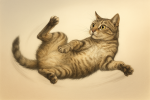Un chat en plein vol, en train de se redresser